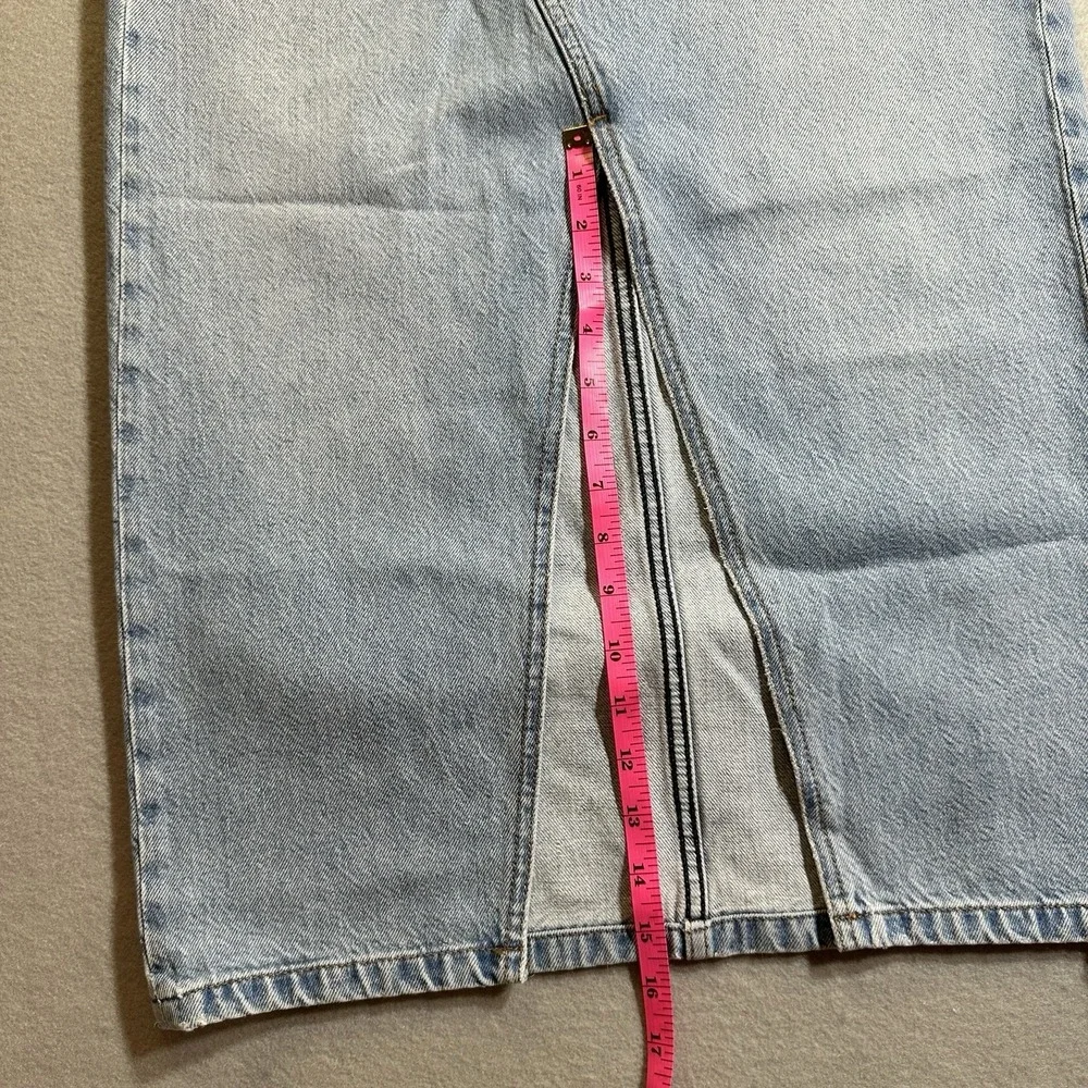 Abercrombie & Fitch High Rise Denim Skirt Womens 25 0 Light Wash Blue Front Slit